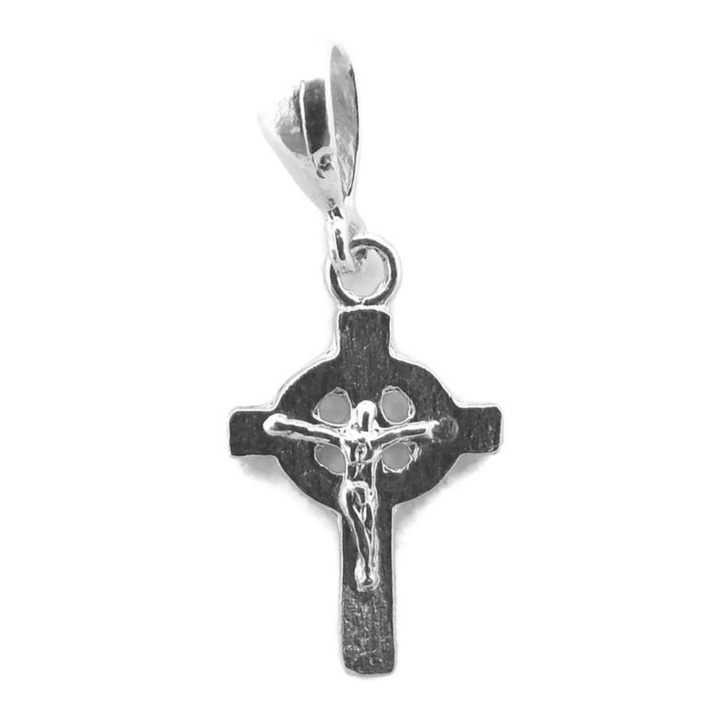 Cross Celtic With Jesus Christ Charm Pendant .925